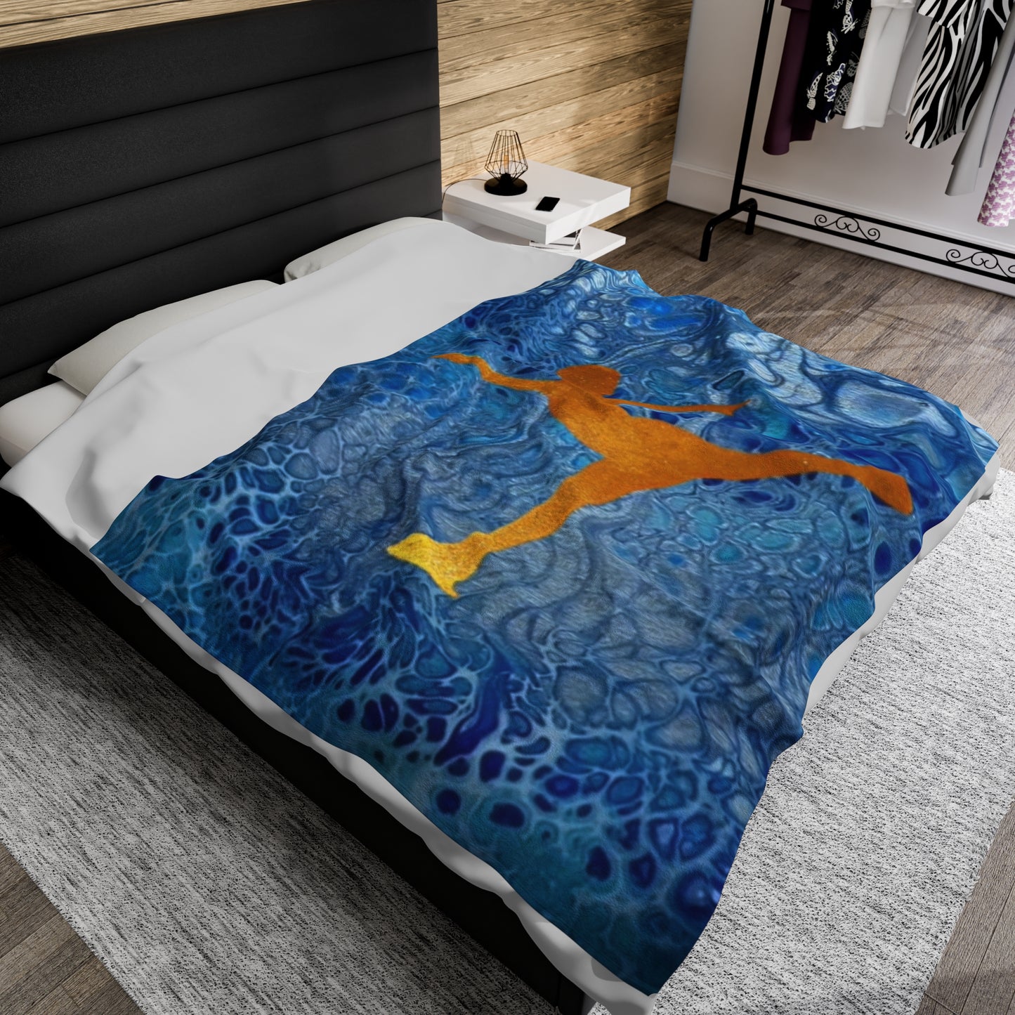 Couverture en peluche en velours avec motif de patineur artistique