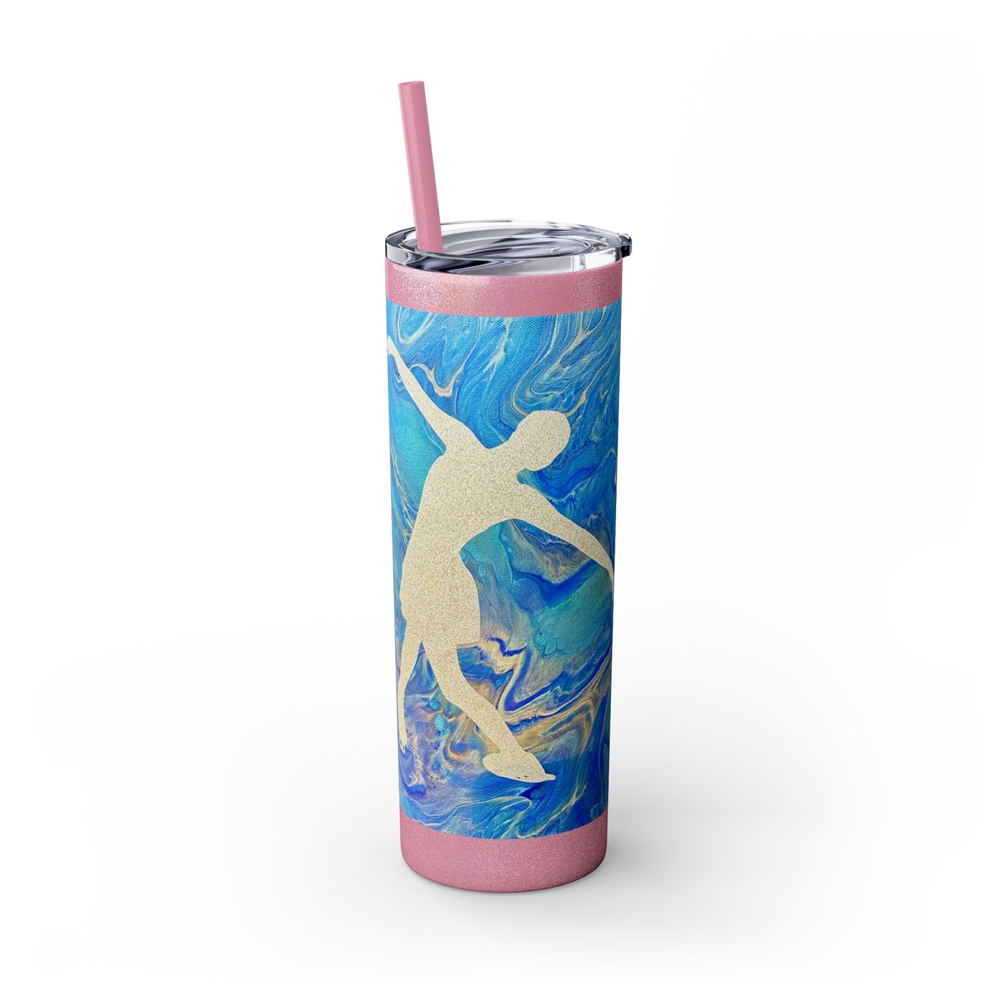 Skinny Tumbler - Eiskunstlauf-Design, mit Strohhalm, 20oz