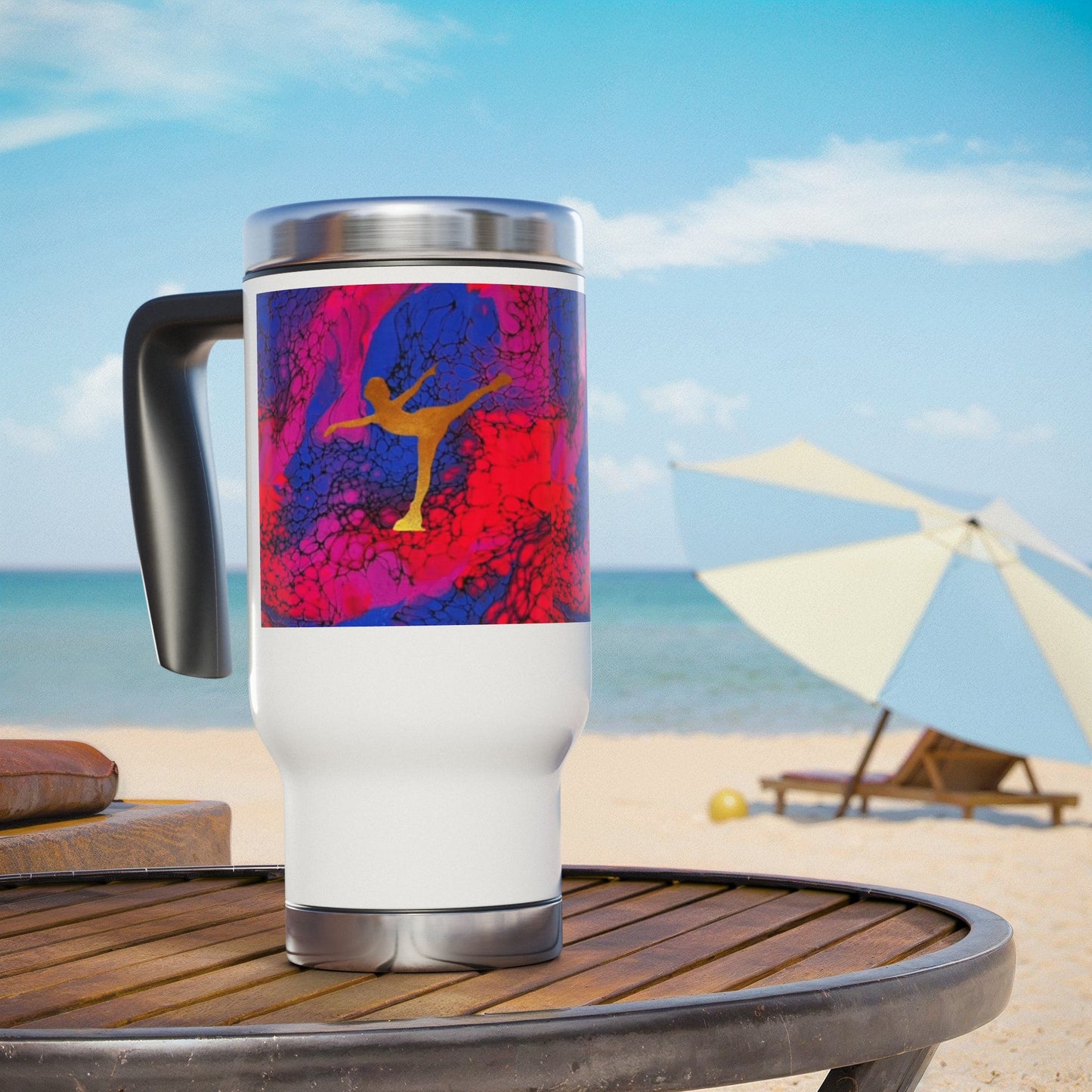 Figure skating Travel Mug with Handle, 14oz