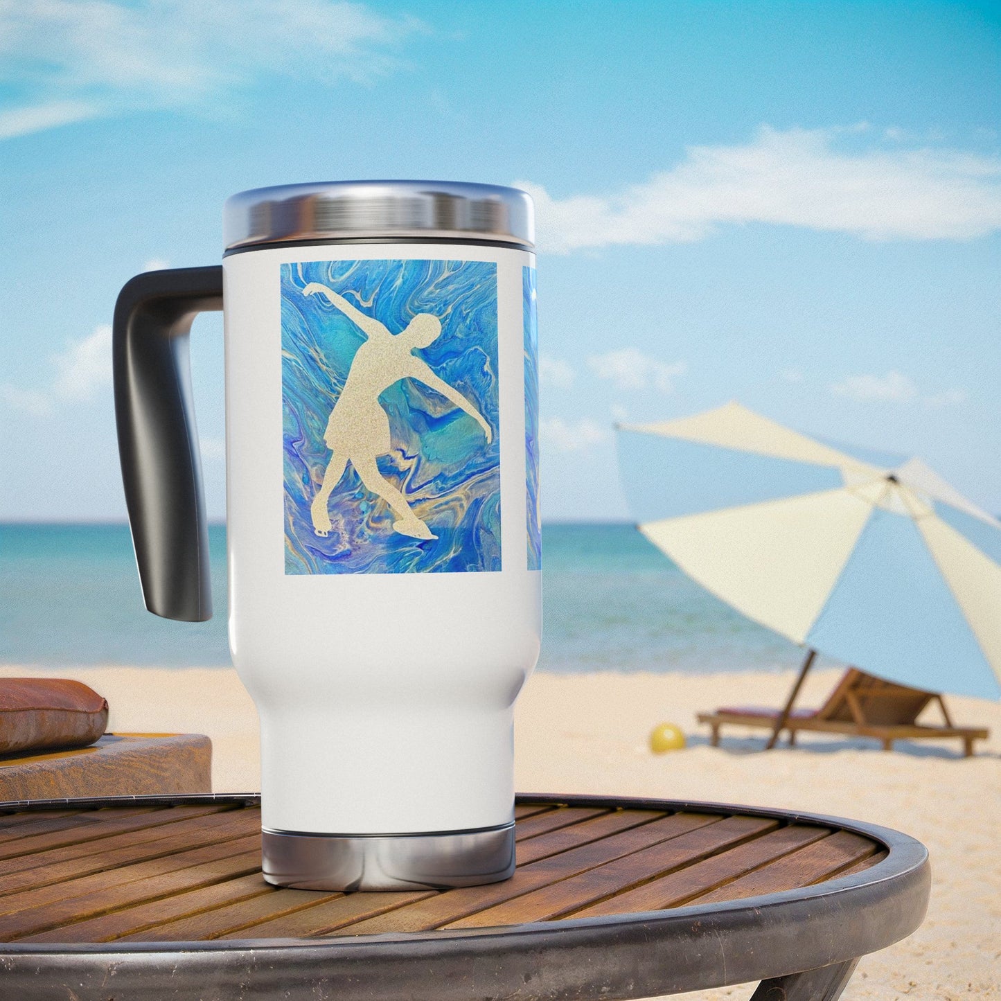 Figure skating Travel Mug with Handle, 14oz