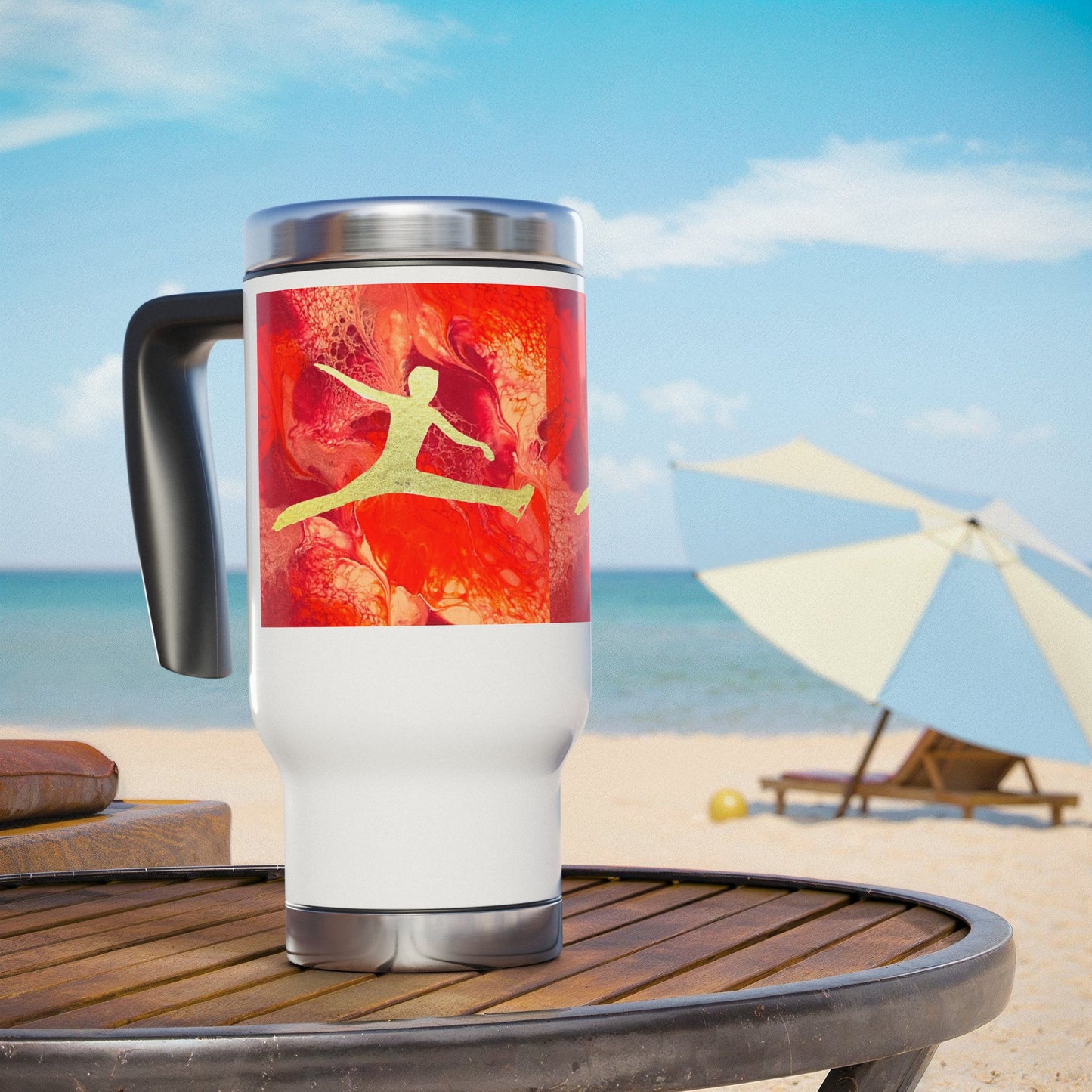 Eiskunstlauf-Reisebecher mit Henkel, 14oz