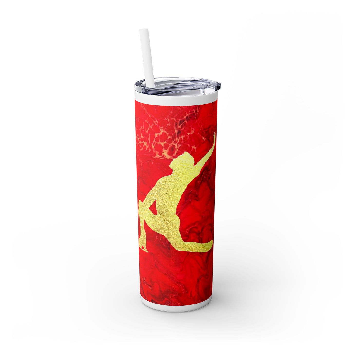 Skinny Tumbler Figur, Eiskunstlauf-Design mit Strohhalm, 20oz