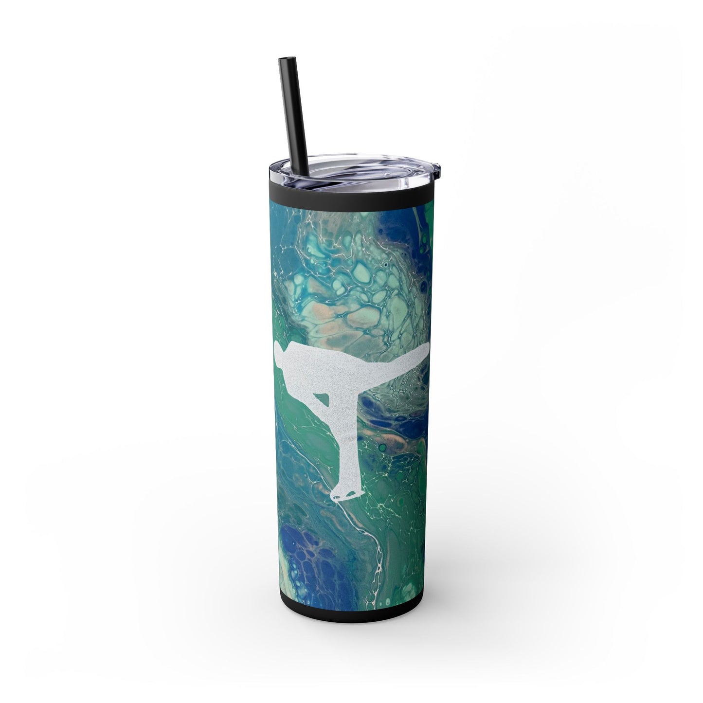 Becher – Eiskunstlauf-Design, 20 oz Skinny Tumbler mit Strohhalm