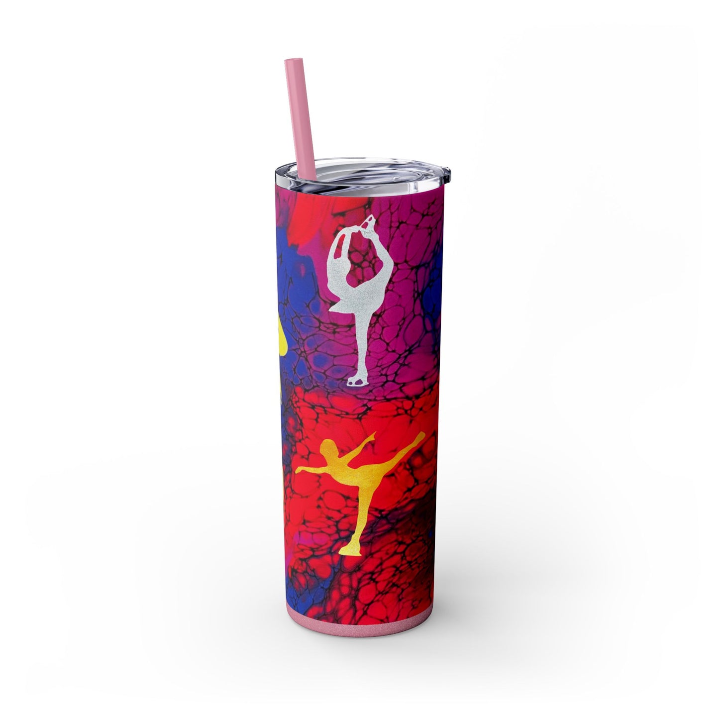 Skinny Tumbler mit Strohhalm, 20oz Eiskunstlauf-Design