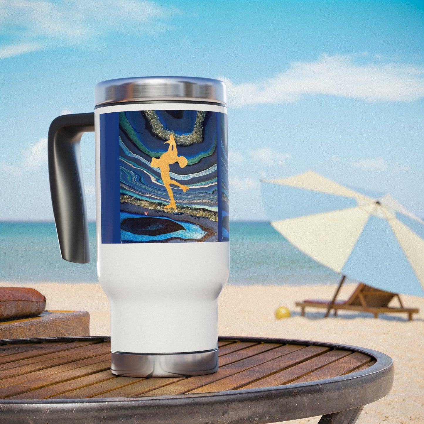 Figure skating Stainless Steel Travel Mug with Handle , 14oz