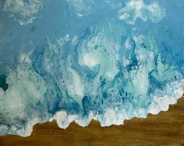 Acrylique coulé sur le bord de mer 16"x20"