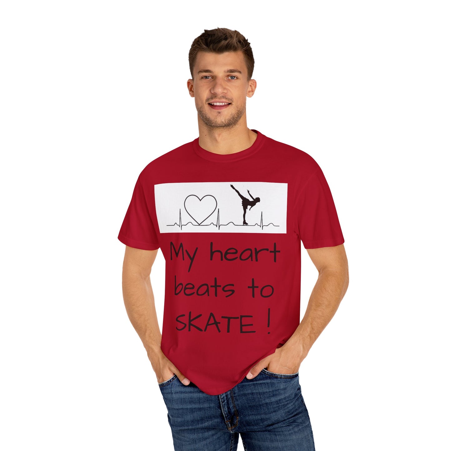 My heart beats to skate—Unisex Garment-Dyed T-shirt