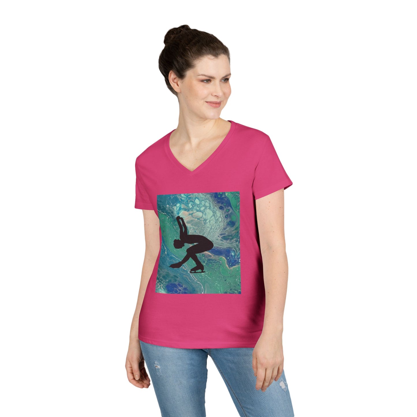 Ladies Figure Skating V-Neck T-Shirt