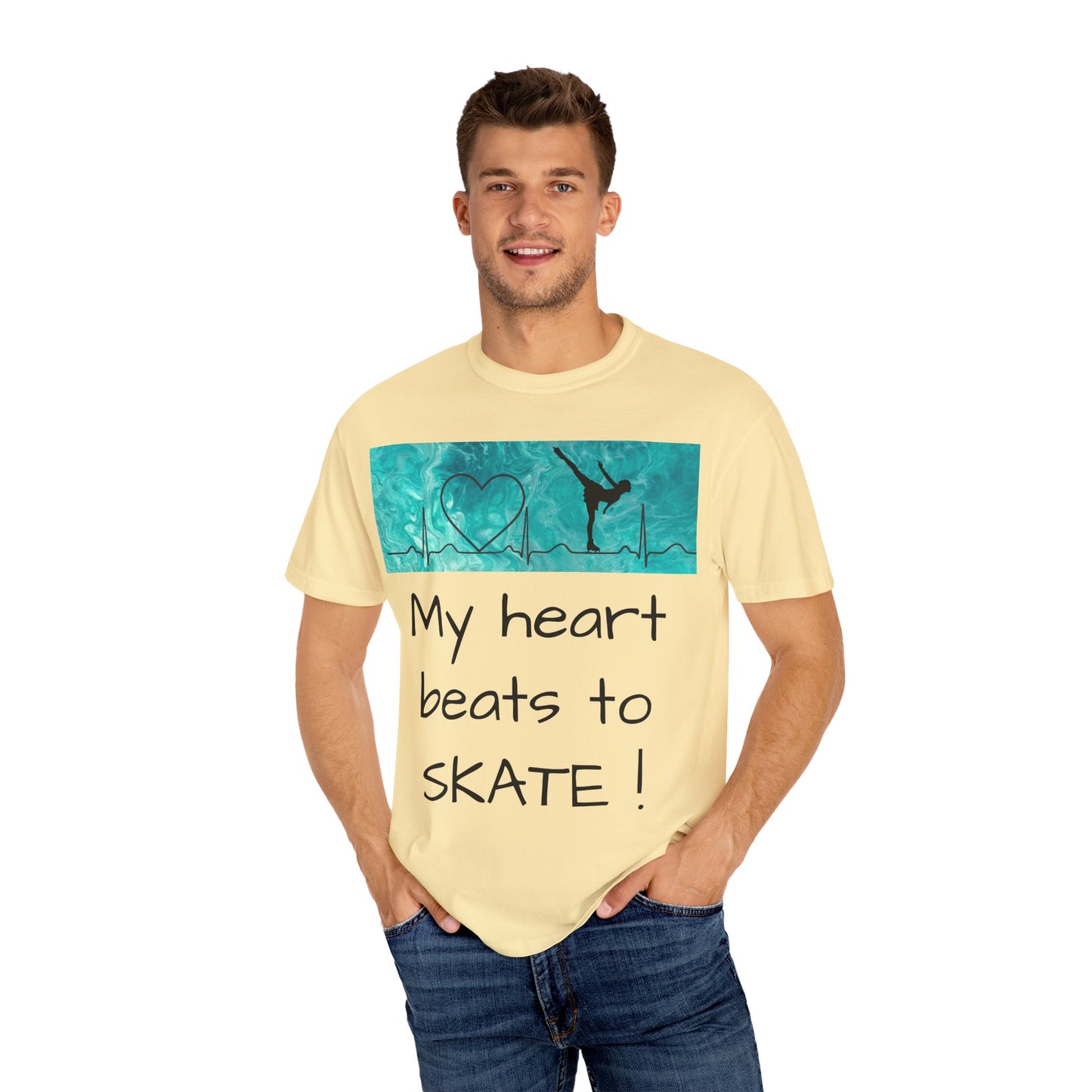 My heart beats to skate-Unisex Garment-Dyed T-shirt