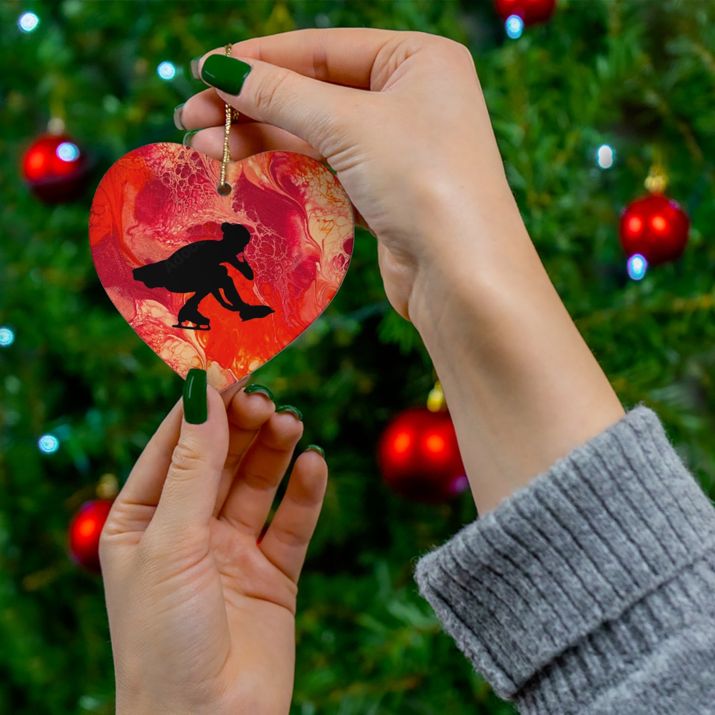 Figure Skating Ceramic Ornament, 4 Shapes