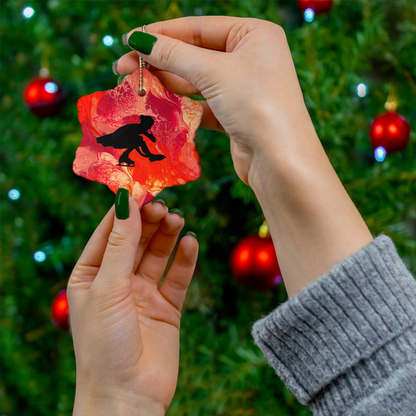 Figure Skating Ceramic Ornament, 4 Shapes