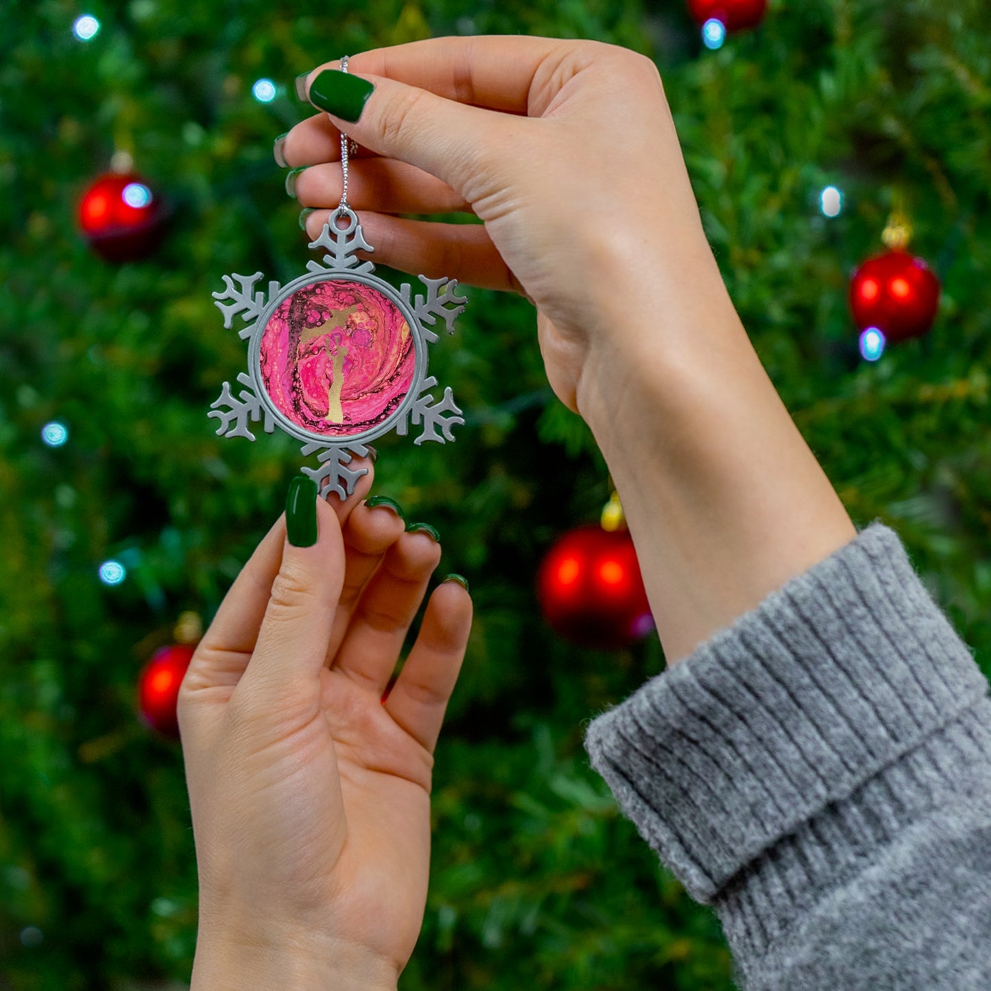 Pewter Snowflake Ornament - Figure Skating