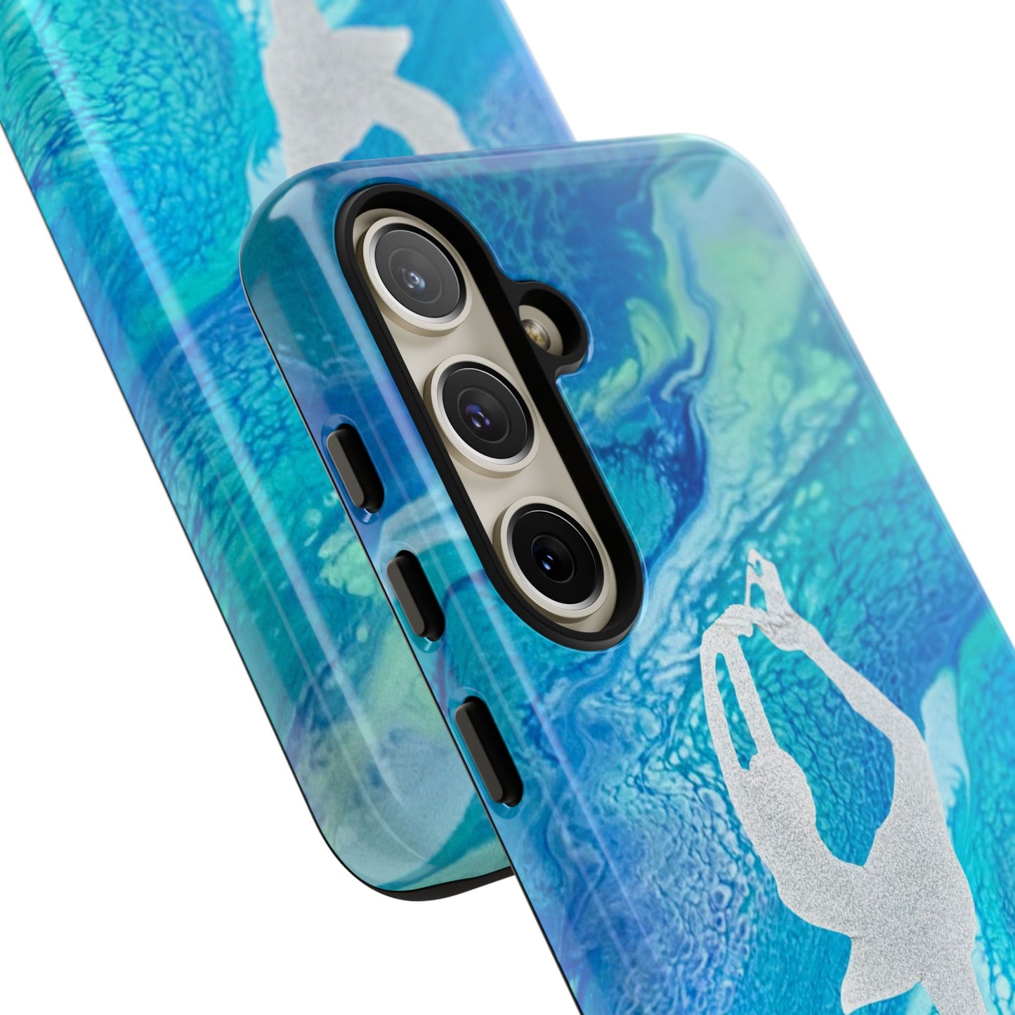 Tough phone cases for IPhone, Samsung and Google Pixel devices with figure skating design