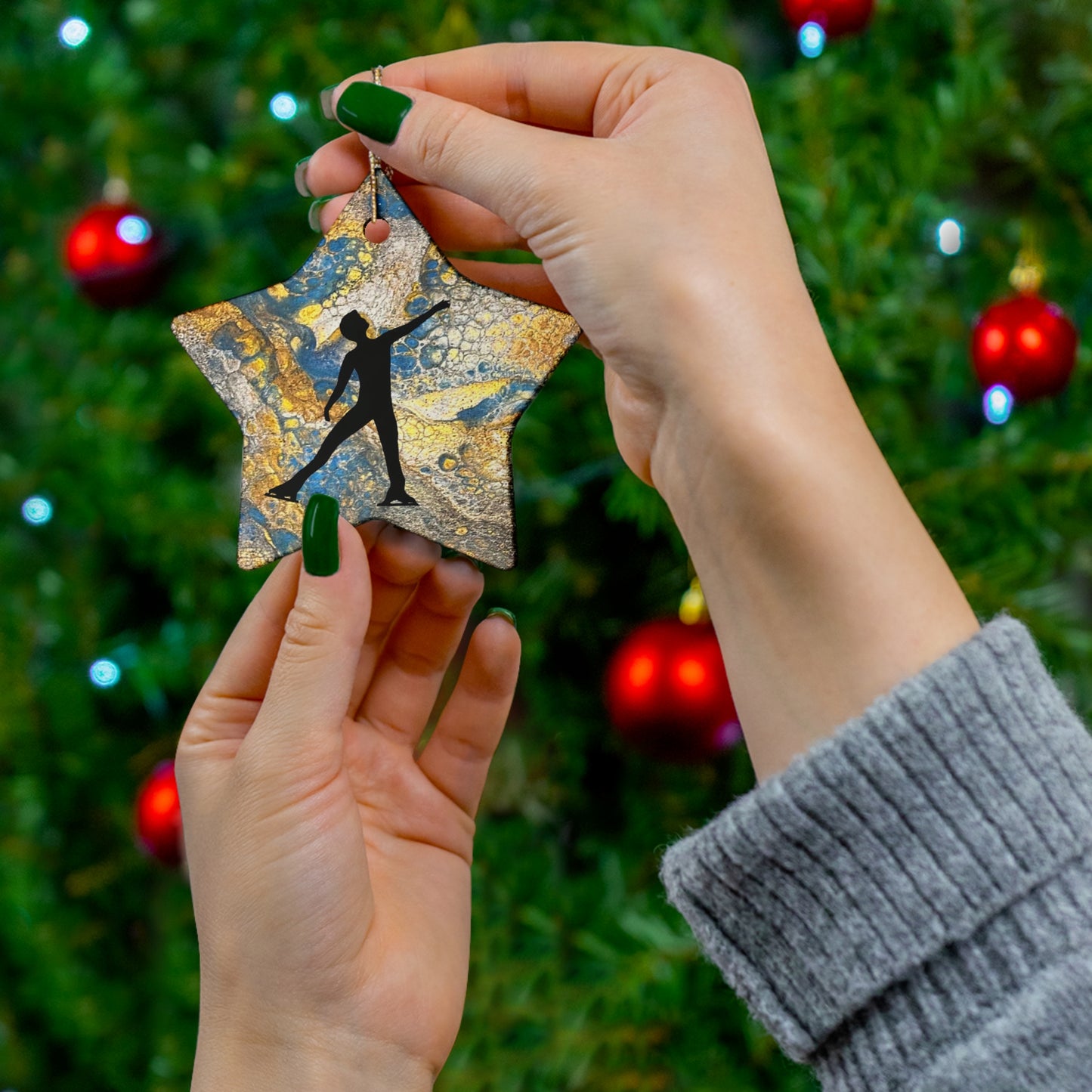 Figure Skating Ceramic Ornament, 4 Shapes