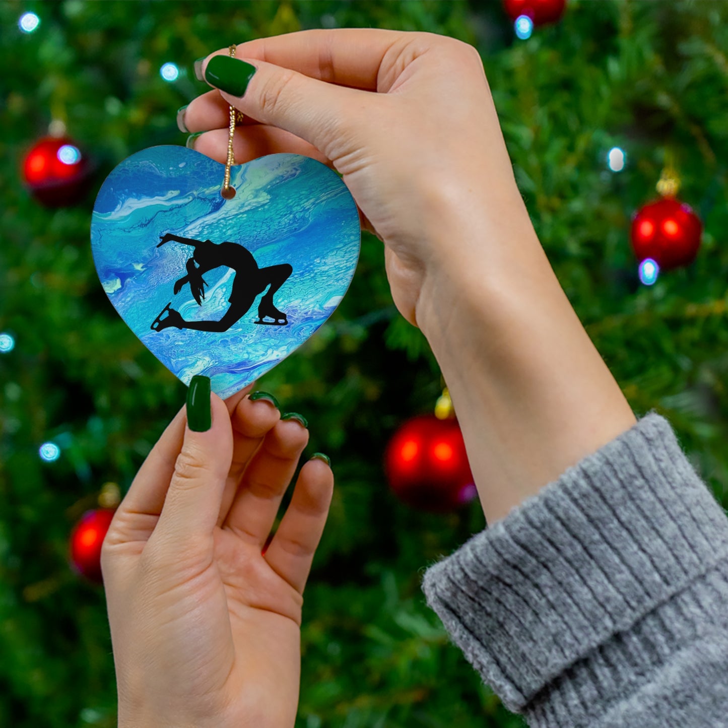 Figure Skating Ceramic Ornament, 4 Shapes