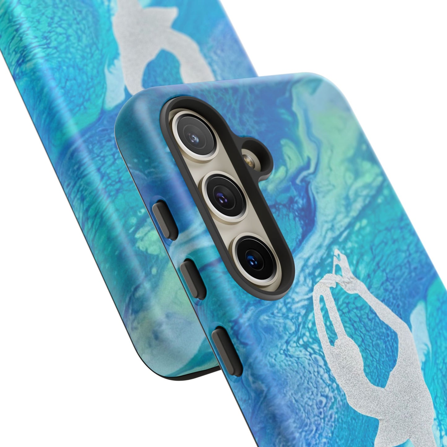 Tough phone cases for IPhone, Samsung and Google Pixel devices with figure skating design