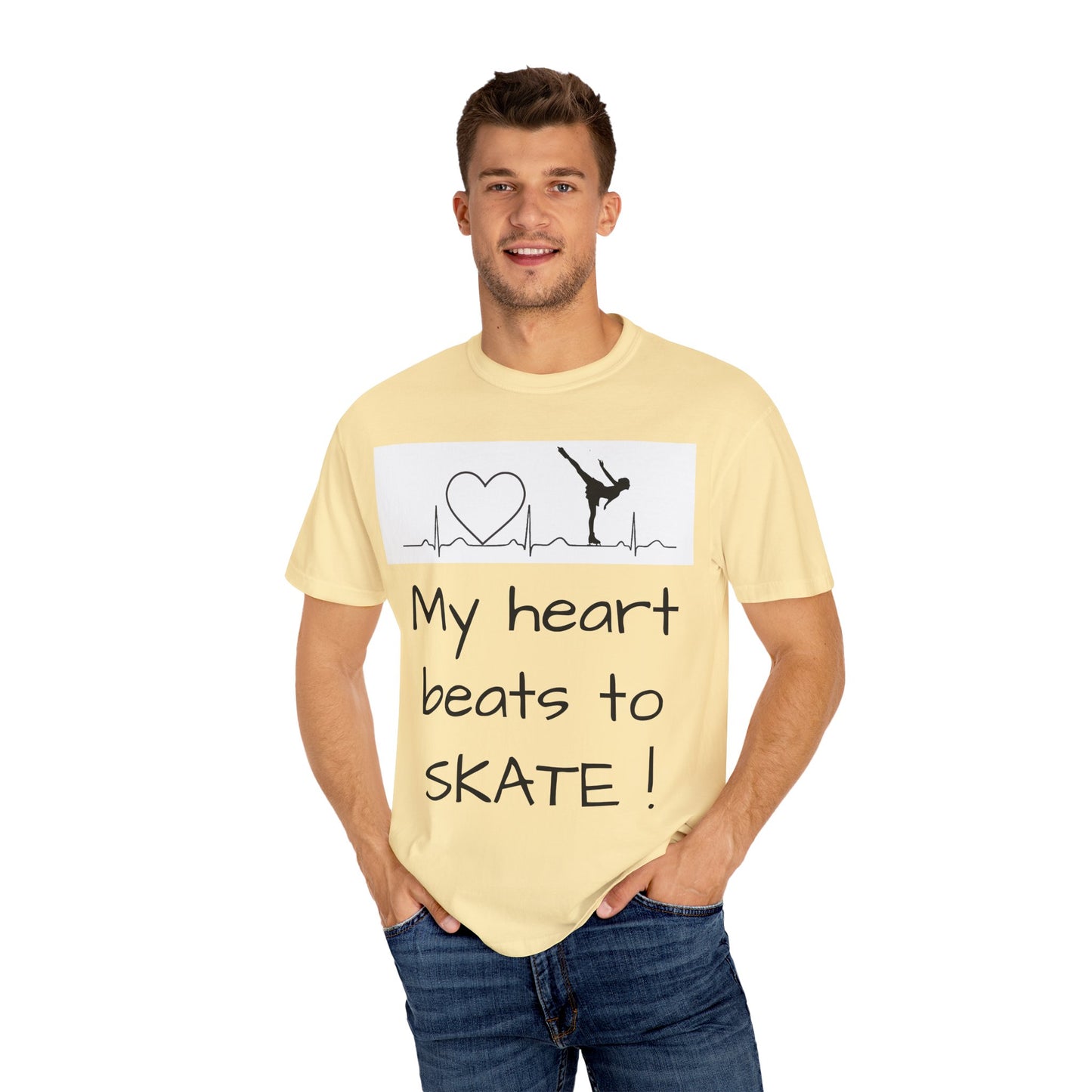 My heart beats to skate—Unisex Garment-Dyed T-shirt