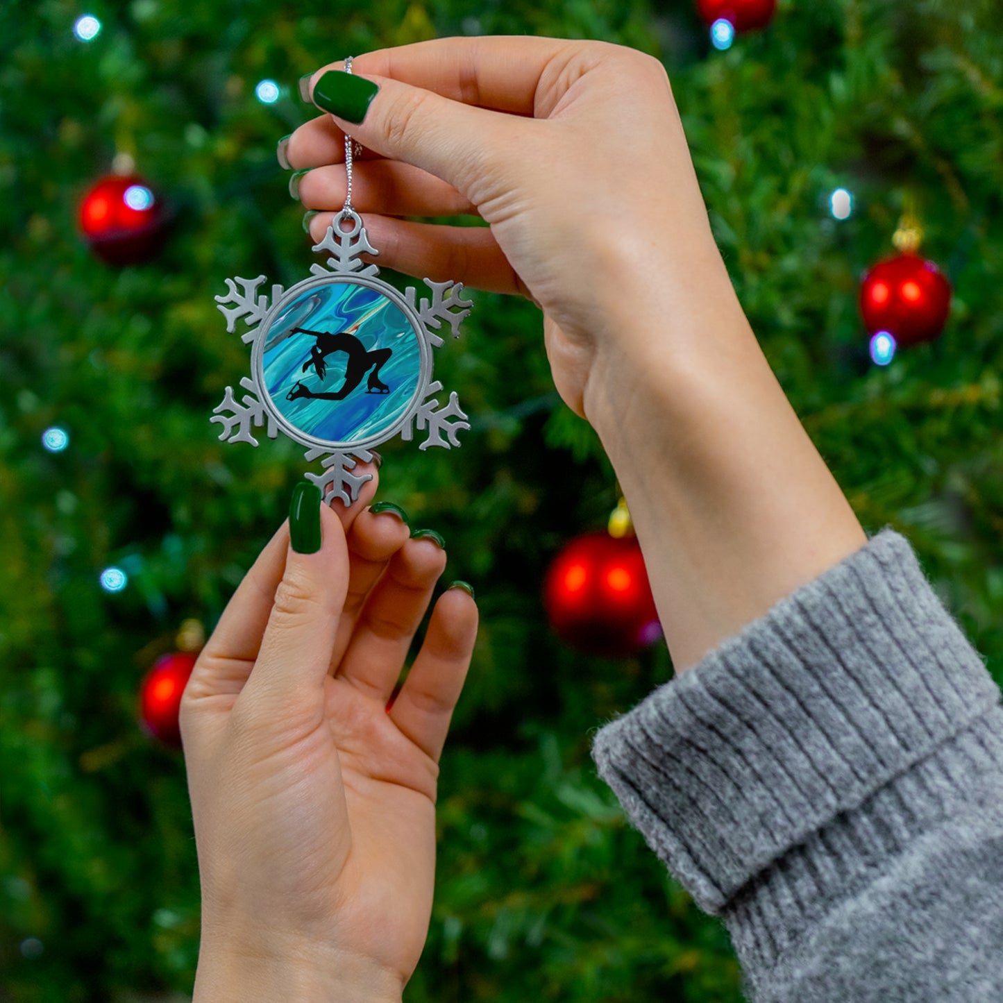 Pewter Figure Skating Ornament