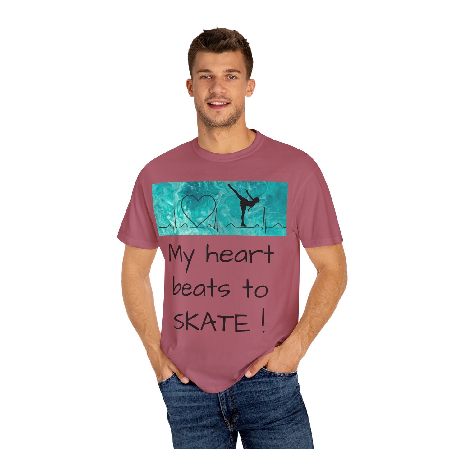 My heart beats to skate-Unisex Garment-Dyed T-shirt