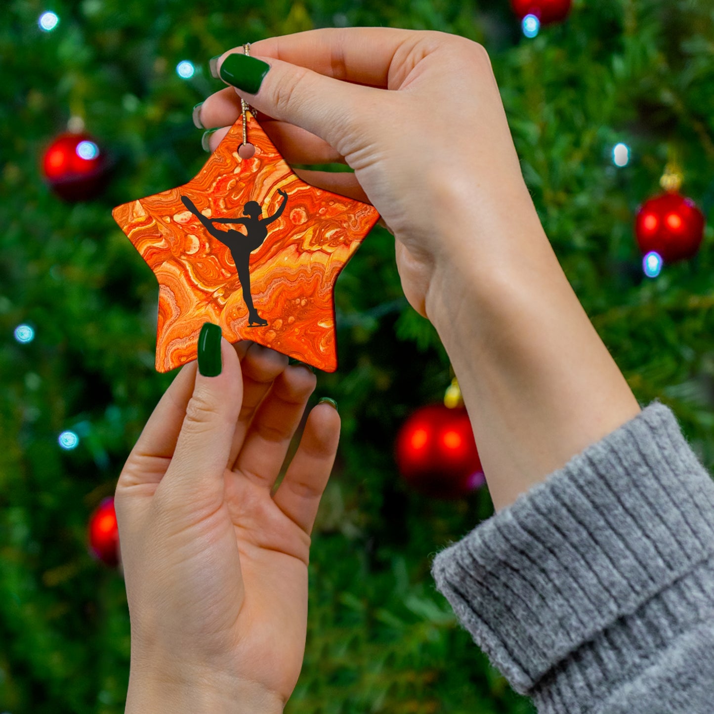 Figure Skating Ceramic Ornament, 4 Shapes