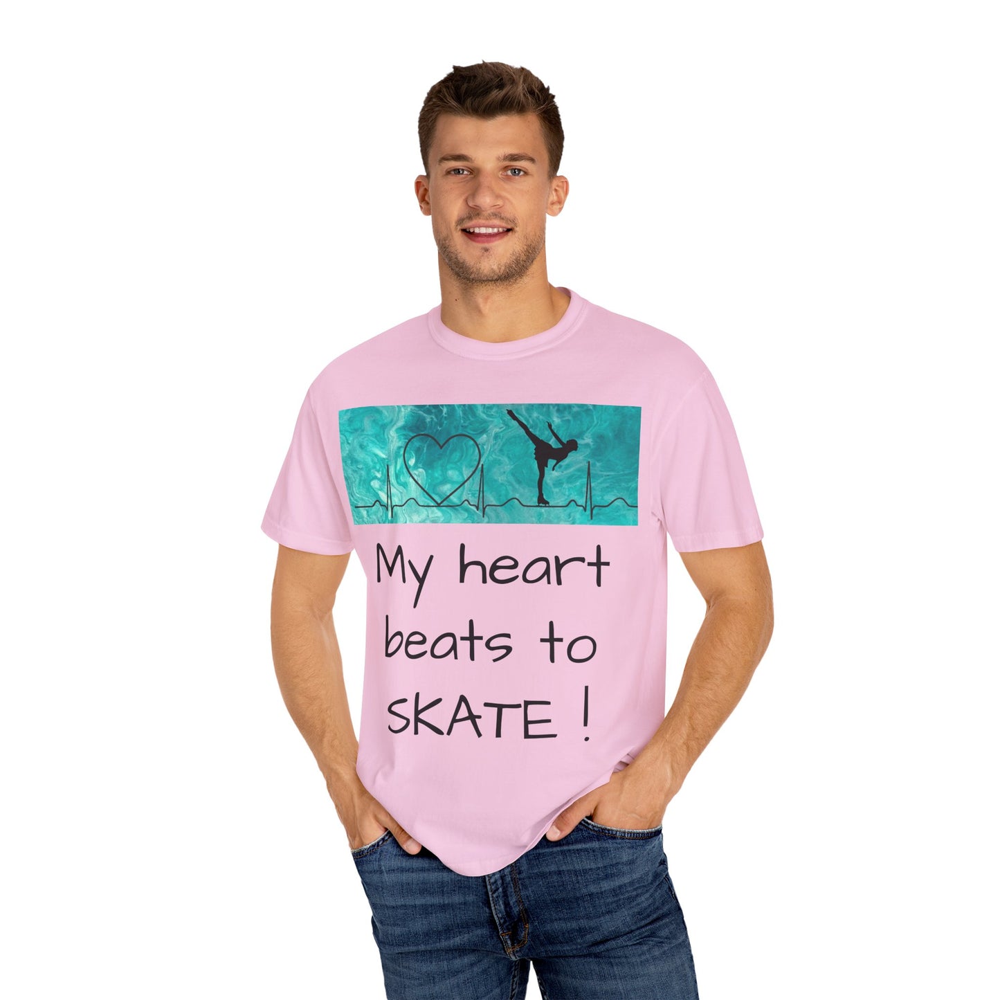 My heart beats to skate-Unisex Garment-Dyed T-shirt