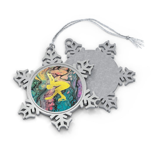 Pewter Snowflake Ornament-figure skater