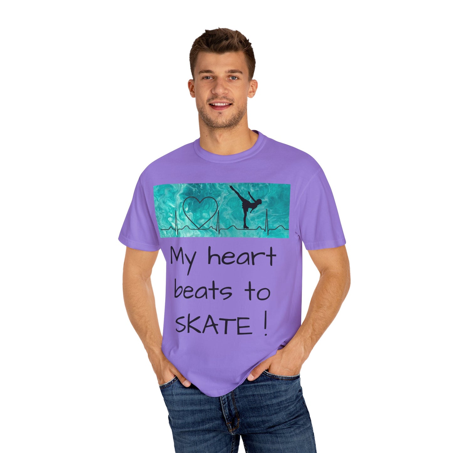 My heart beats to skate-Unisex Garment-Dyed T-shirt