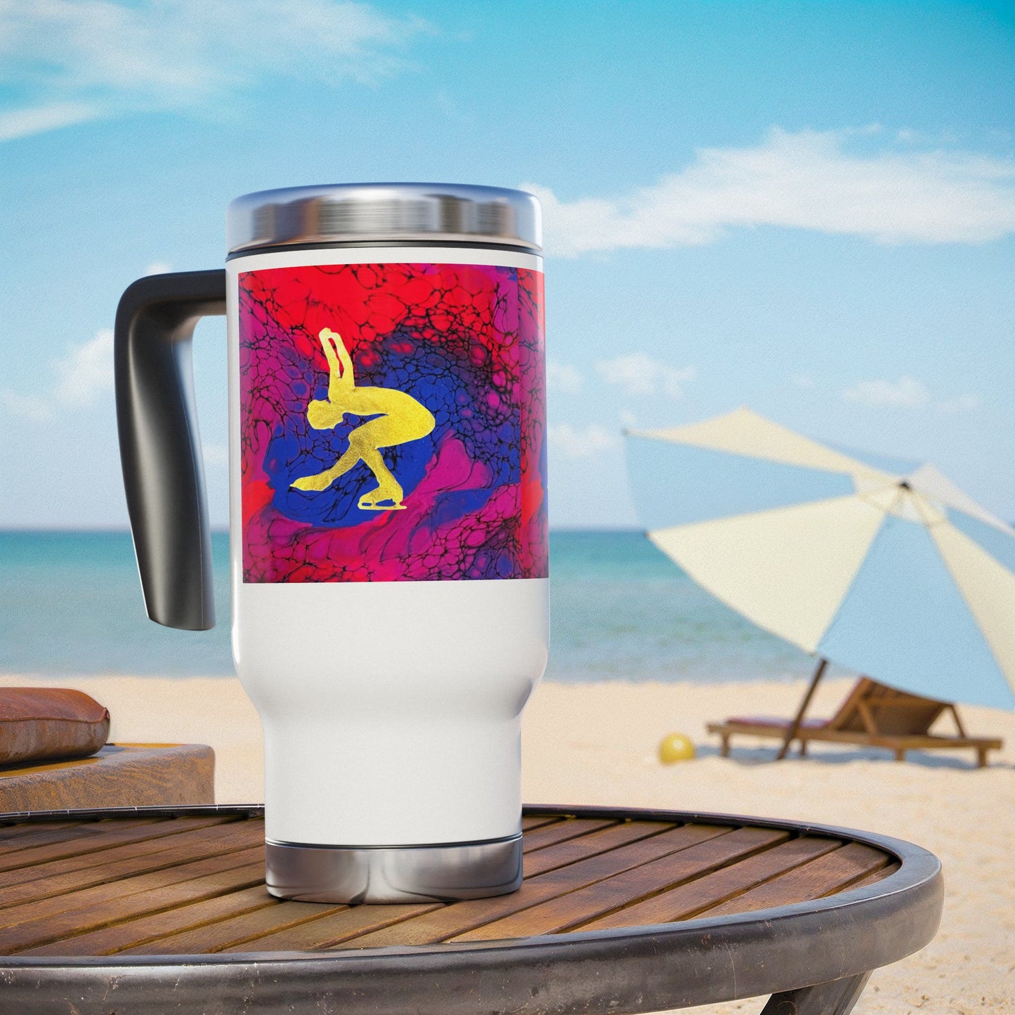 Figure skating Travel Mug with Handle, 14oz