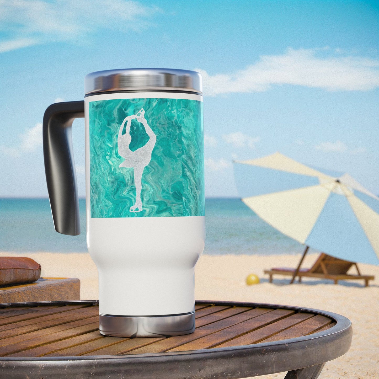 Figure skating Travel Mug with Handle, 14oz