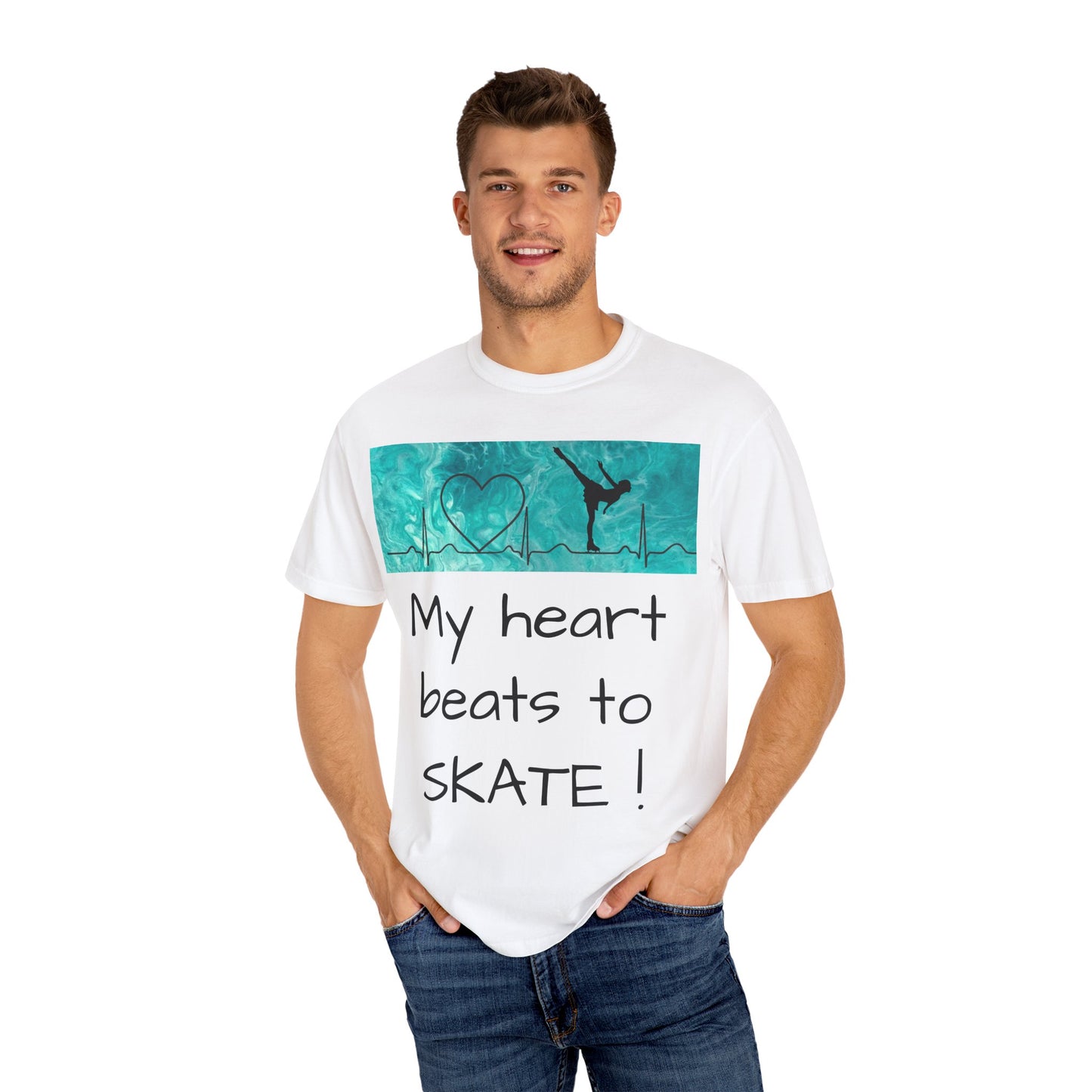 My heart beats to skate-Unisex Garment-Dyed T-shirt