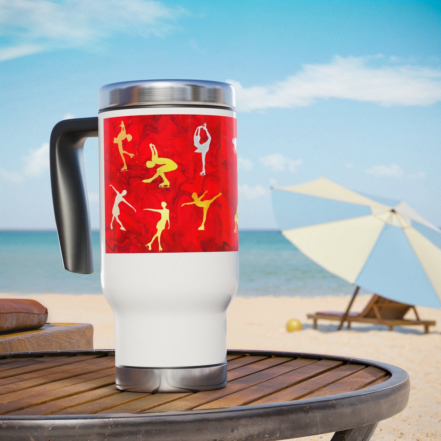 Figure skating Travel Mug with Handle, 14oz