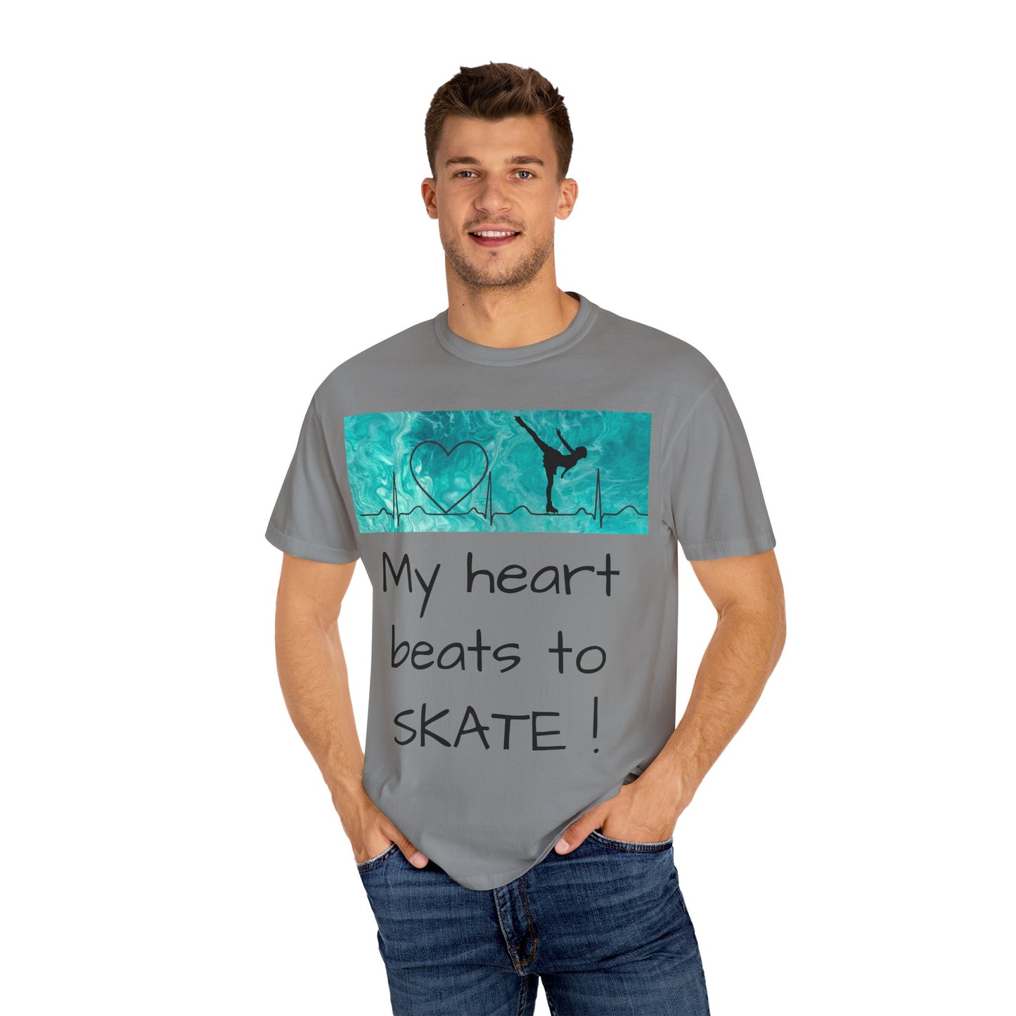 My heart beats to skate-Unisex Garment-Dyed T-shirt