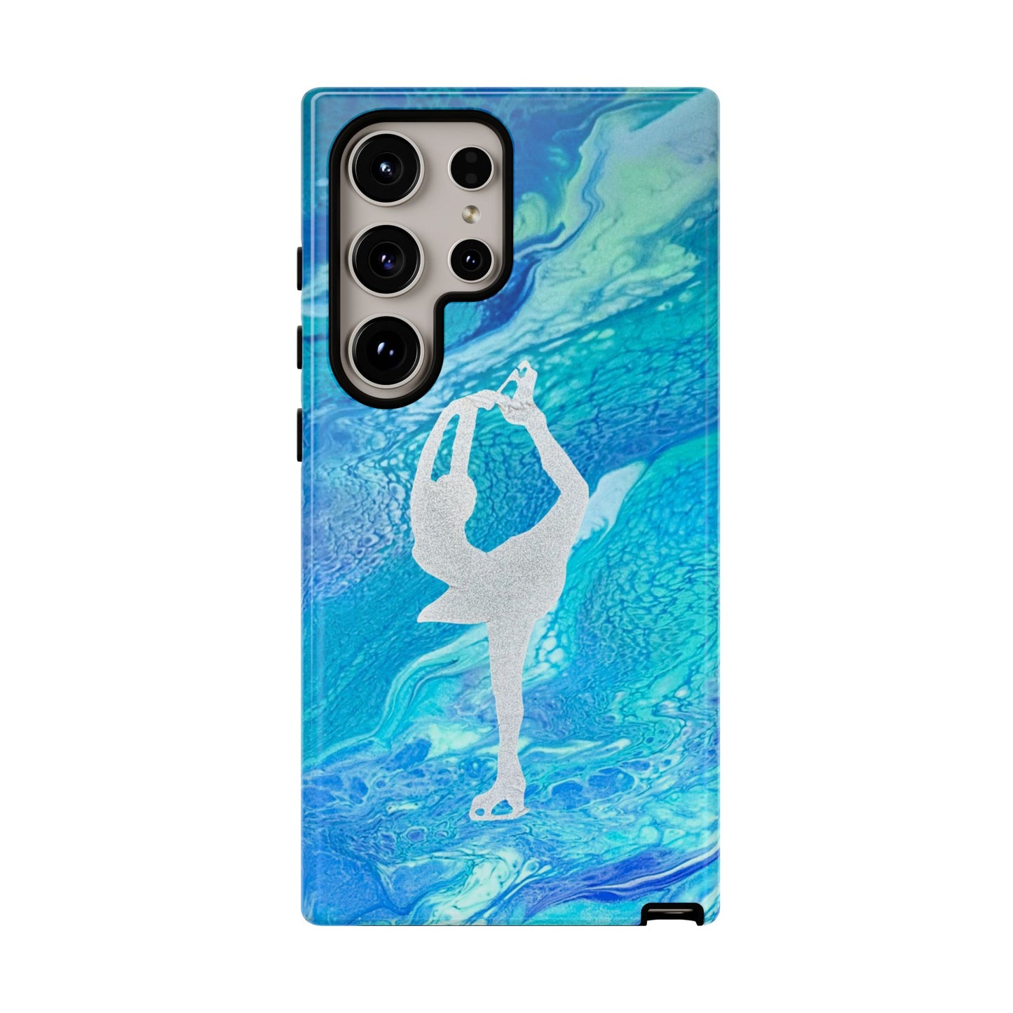 Tough phone cases for IPhone, Samsung and Google Pixel devices with figure skating design