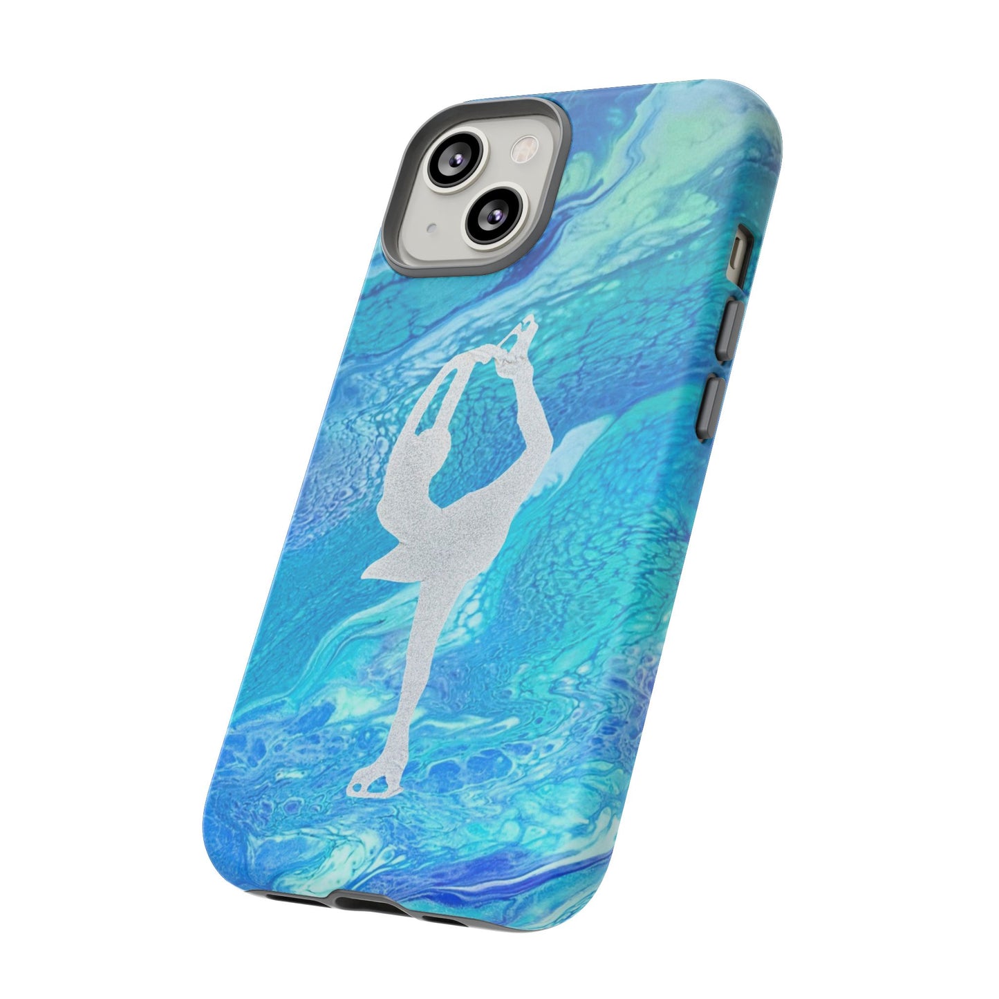 Tough phone cases for IPhone, Samsung and Google Pixel devices with figure skating design