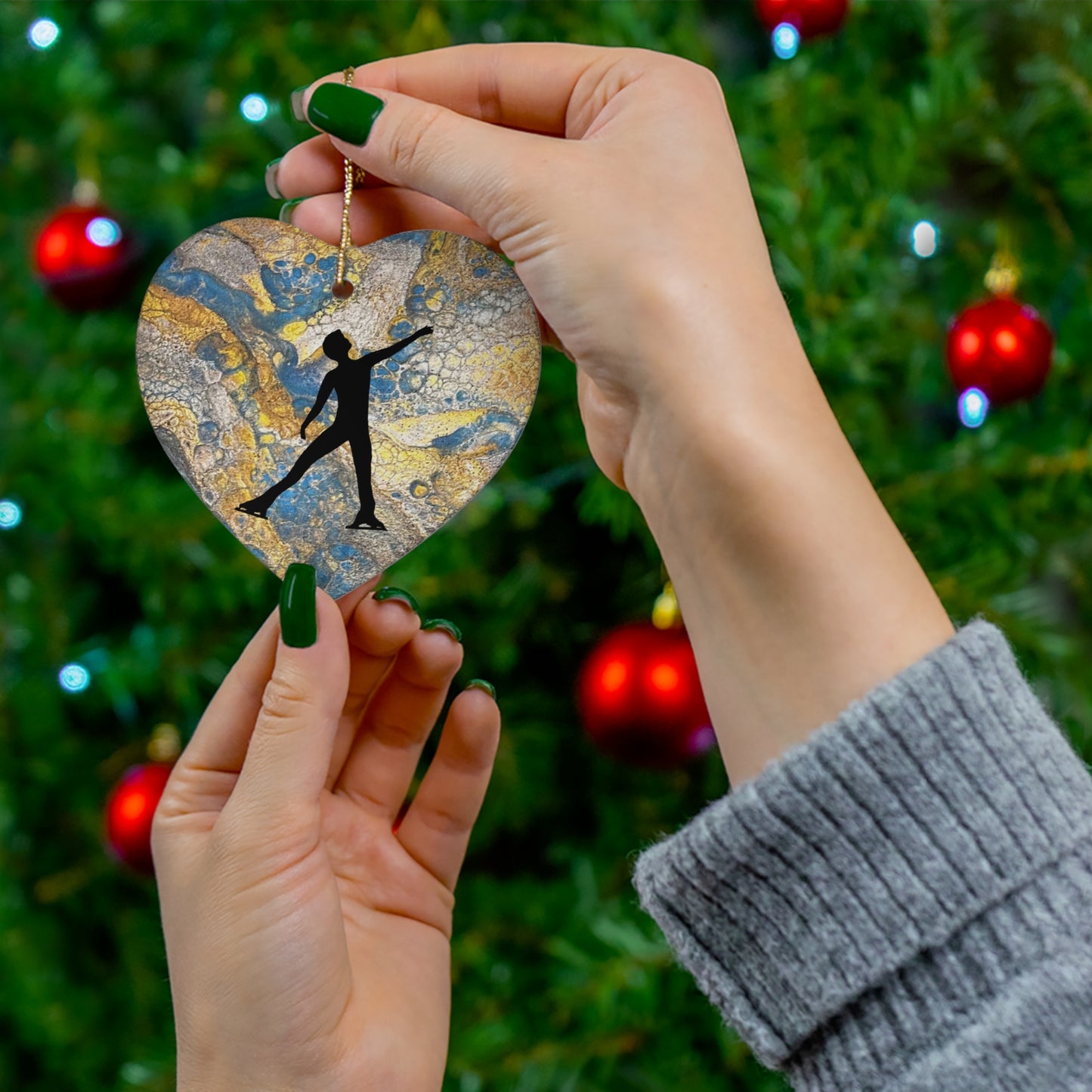 Figure Skating Ceramic Ornament, 4 Shapes