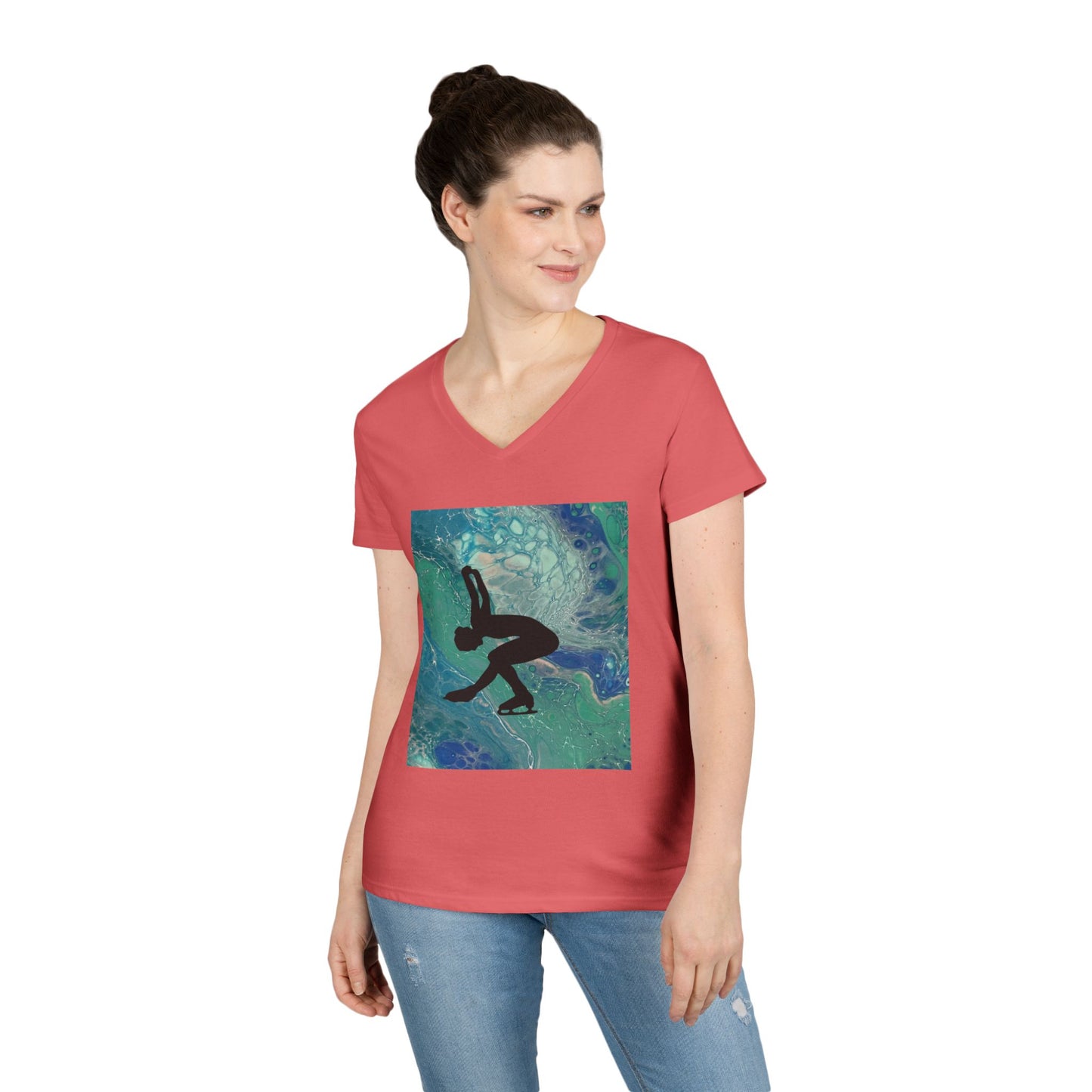 Ladies Figure Skating V-Neck T-Shirt