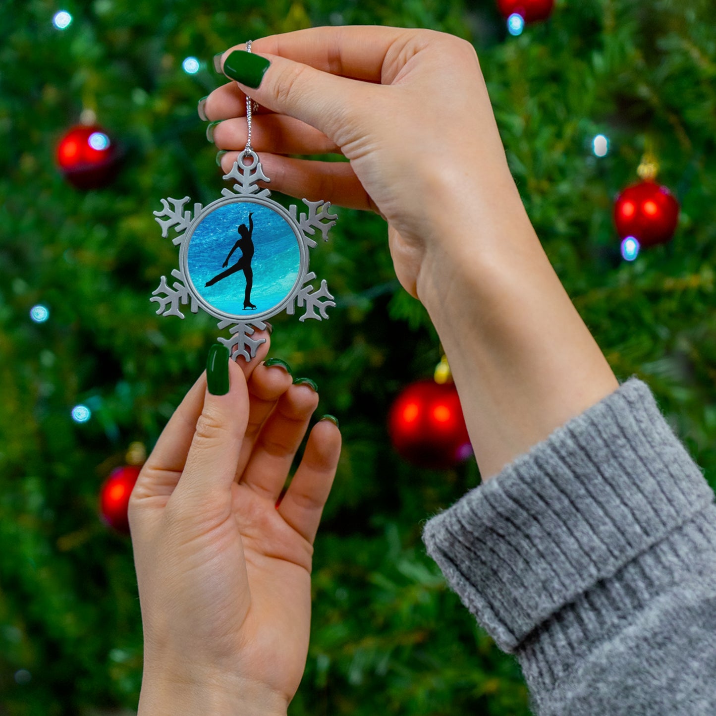 Pewter Figure Skating Ornament