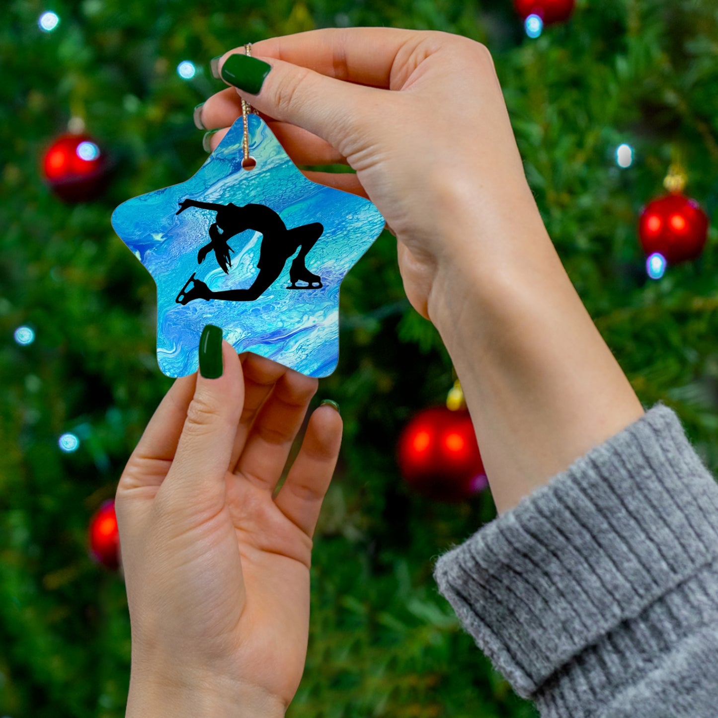 Figure Skating Ceramic Ornament, 4 Shapes