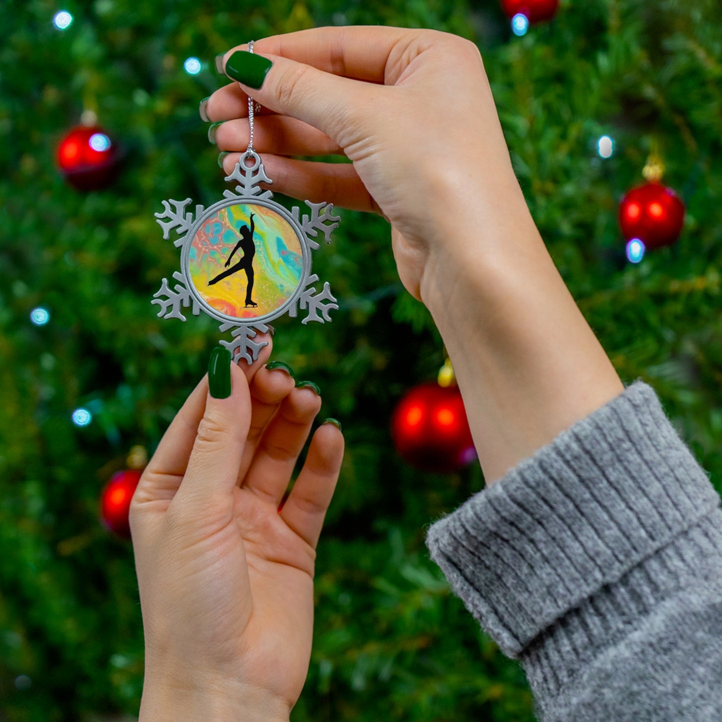 Pewter Figure Skating Ornament