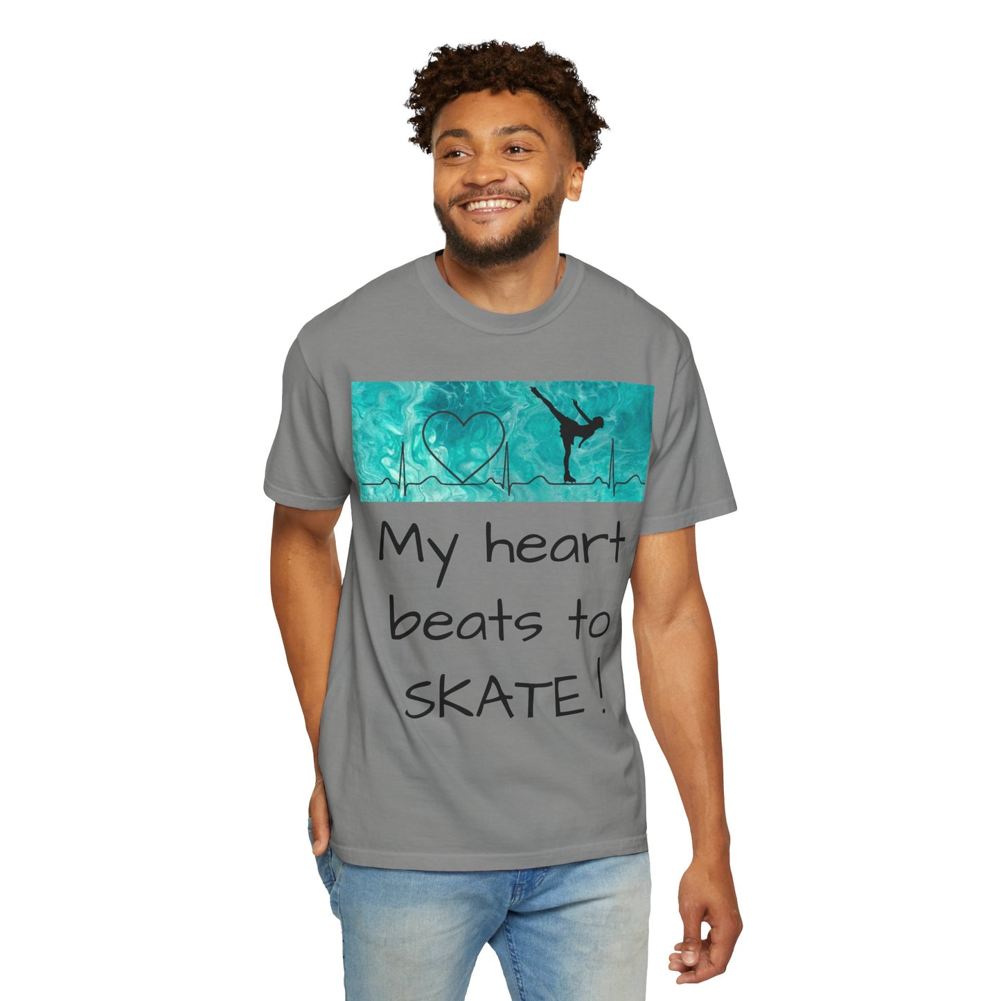 My heart beats to skate-Unisex Garment-Dyed T-shirt