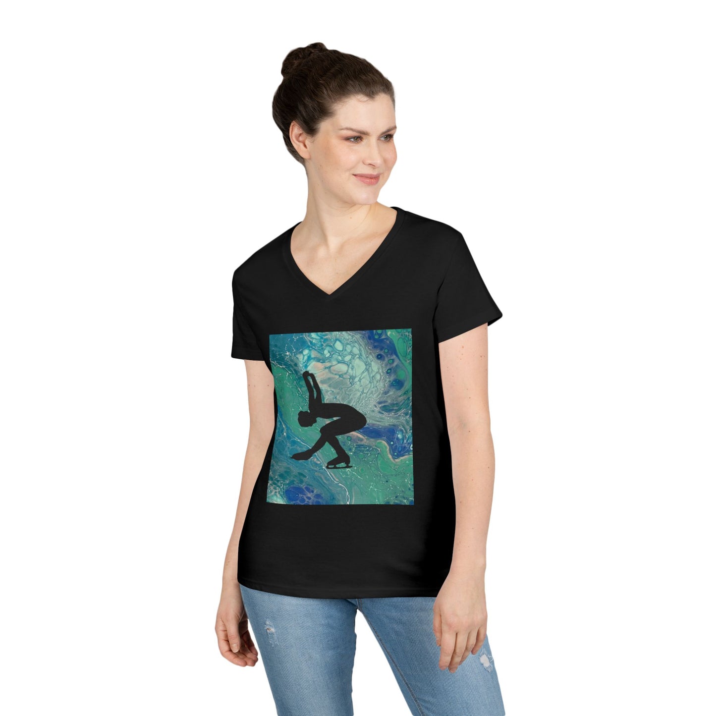 Ladies Figure Skating V-Neck T-Shirt