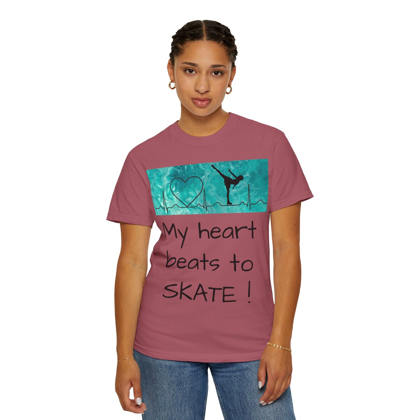 My heart beats to skate-Unisex Garment-Dyed T-shirt