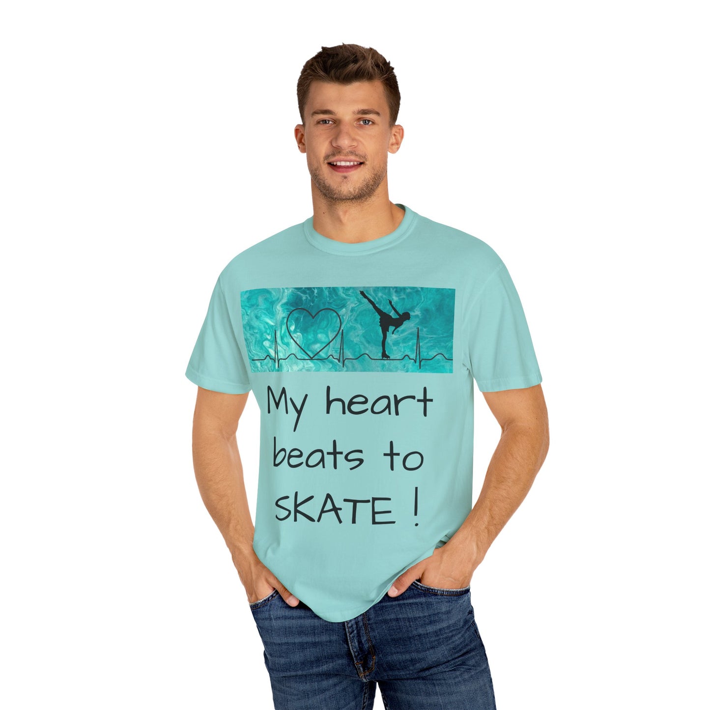 My heart beats to skate-Unisex Garment-Dyed T-shirt