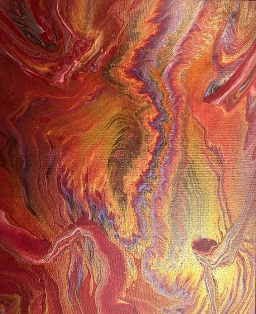 Metallic pearl pour in warm colors 16"x 20"