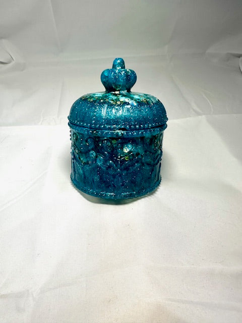 Turquoise sparkling Resin jewelry box, resin trinket box